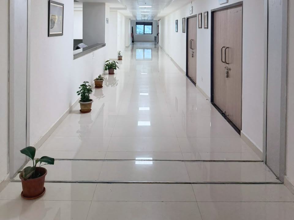 Floor and wall expansion joints along a corridor of the Mother & Child Hospital, Guwahati Medical College